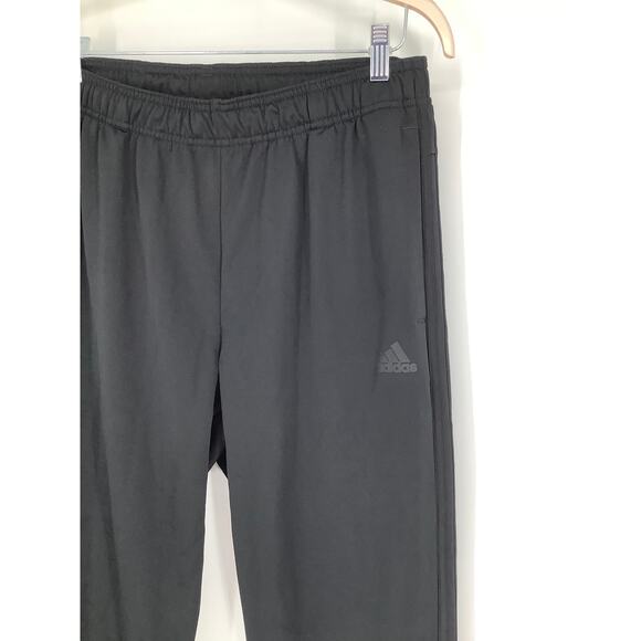 Adidas Men's Large Black Essentials Warm-Up Tapered 3-Stripes Track Pants L20-4 - Picture 3 of 7